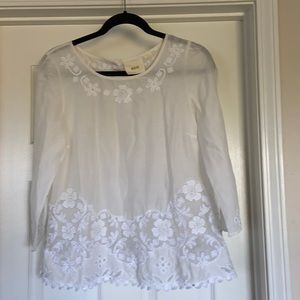 Maeve white long sleeve cotton blouse.